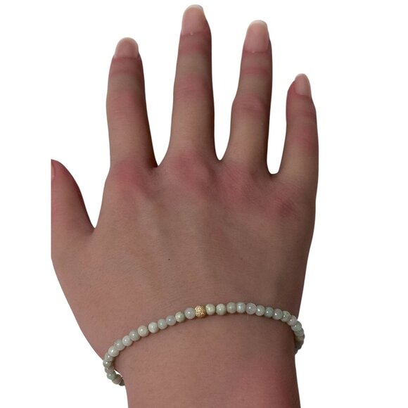 Burmese Jade Mini Beaded Stretch Bracelet with 14K Gold Stardust Accent Bead Han - Picture 7 of 7